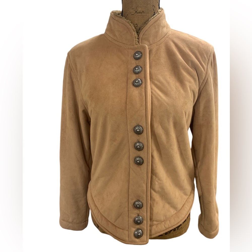 Tan Women's Jacket with Button Detail
